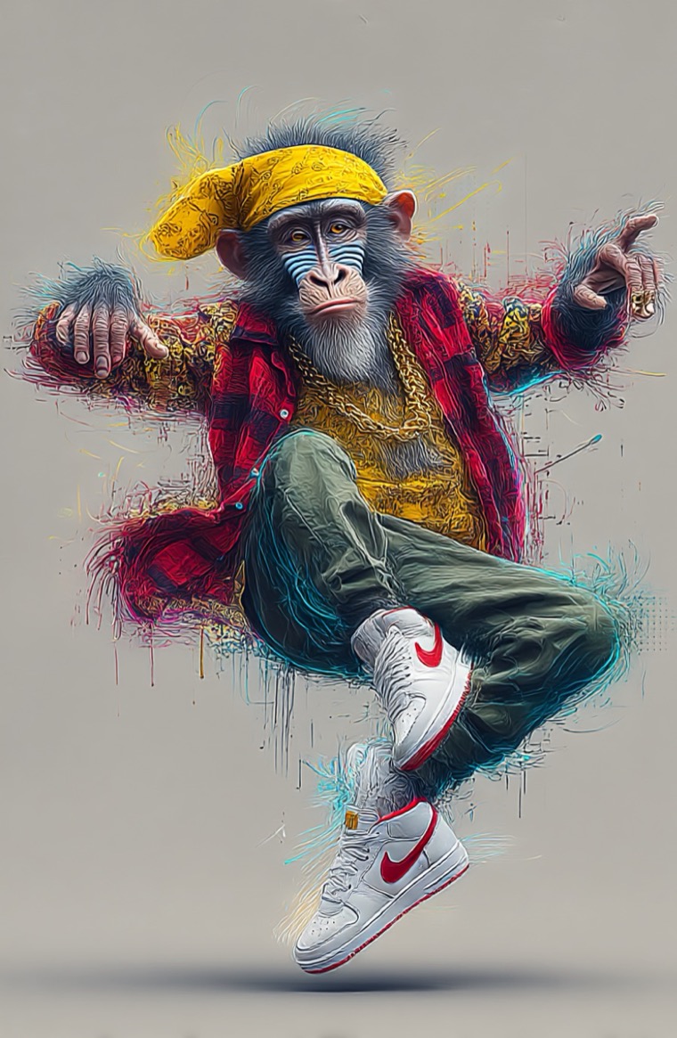 Zenjamin Monkey Floating Arms Out Pixel Mosaic Anchor Kit