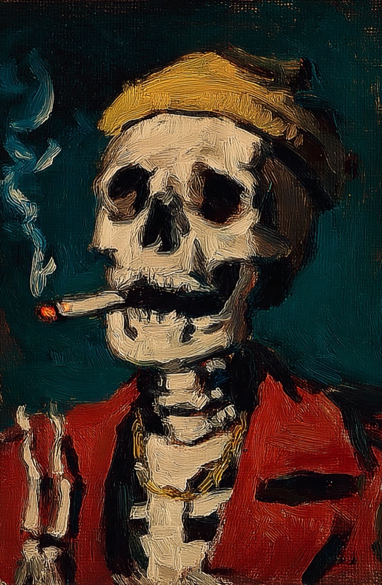 Van Gheezy Skull Cigarette Anchor Kit Oil Painting