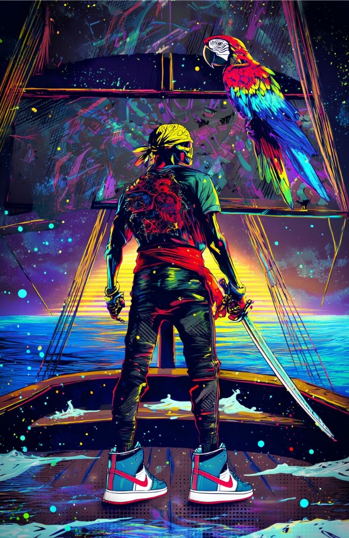 Glitch Pirate Rear Shot Twin Swords Parrot